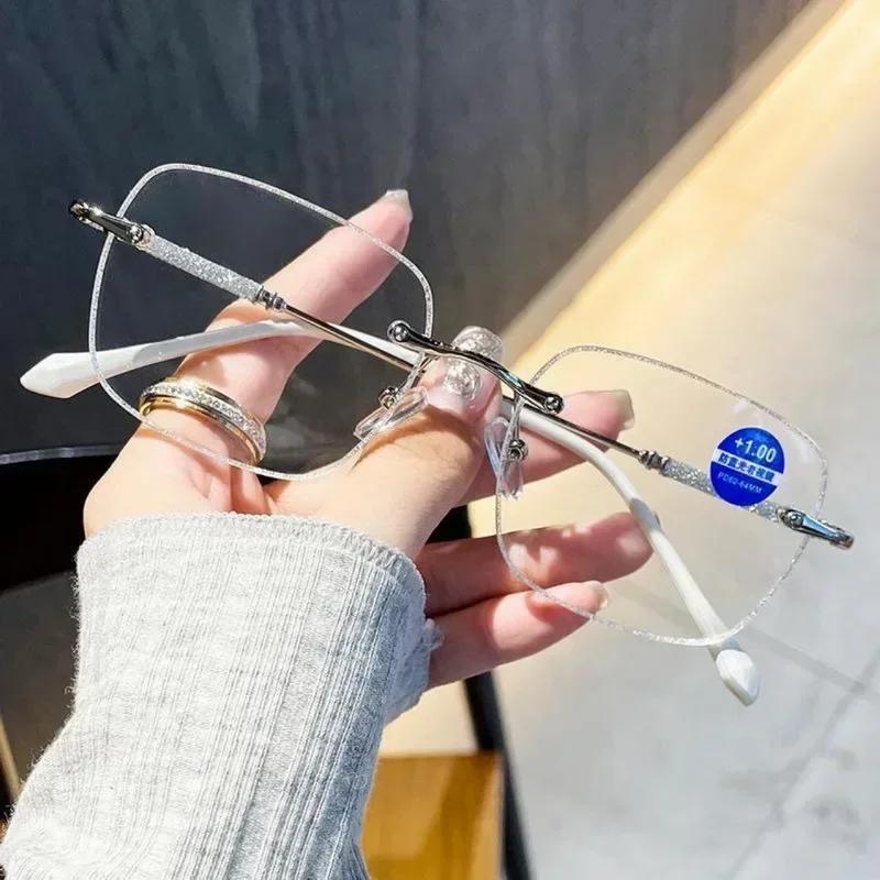 Fashion Glitter Square Metal Frame Reading Glasses Anti-Blue Light Hd Presbyopic Glasses Men Women Glasses Eyewear +1.0 To +4.0