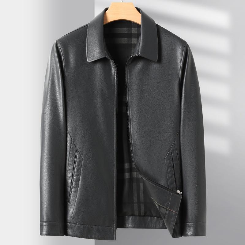 Genuine Leather Jacket for Men In Autumn and Winter, Plush Leather Jacket, Men's Lapel Casual Jacket, Daddy Sheepskin Top
