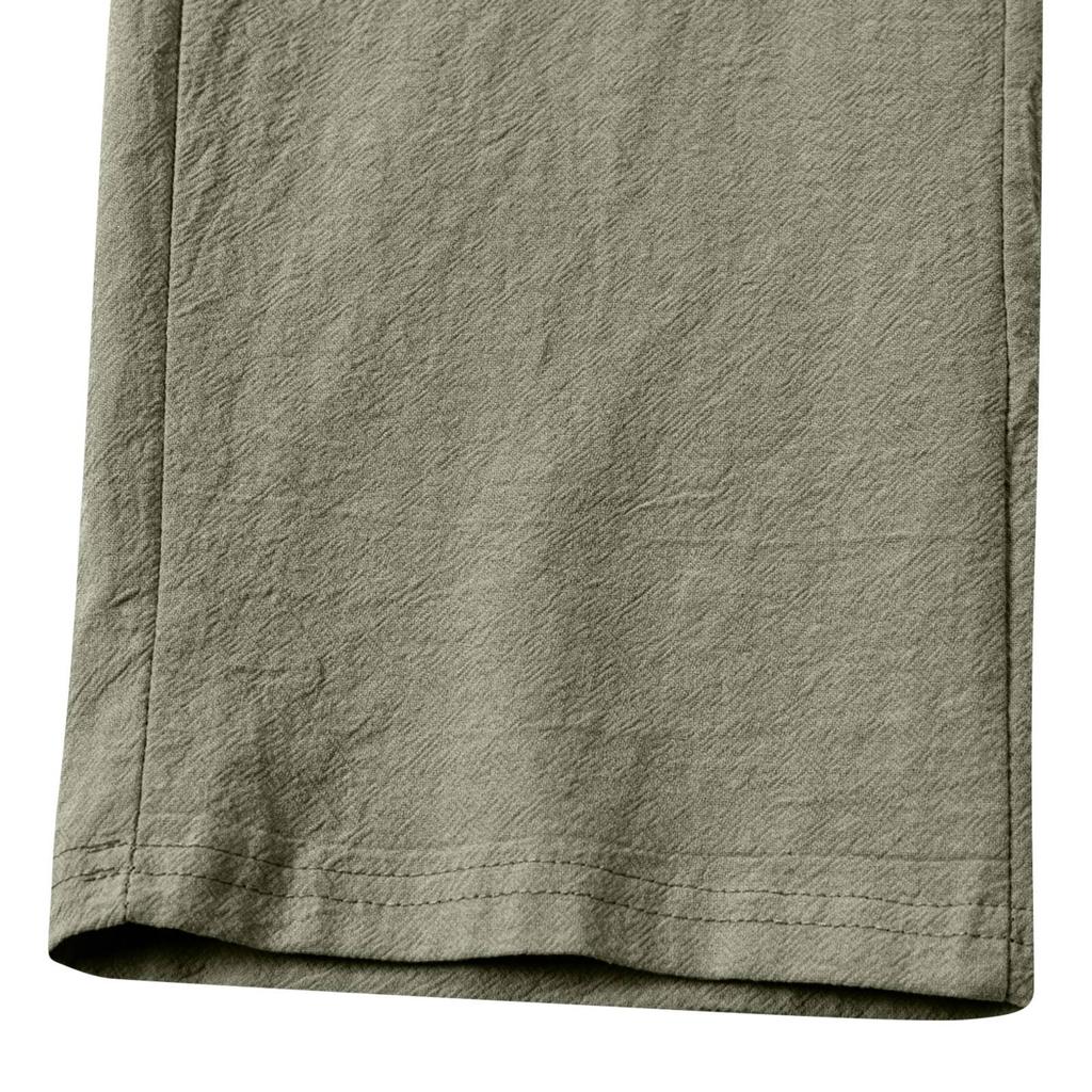 Herren Leinen Baumwolle Weite Hosen, Leichte Lockere Cargo Hosen mit Mehreren Taschen, Lässige Sommer Strand Hosen