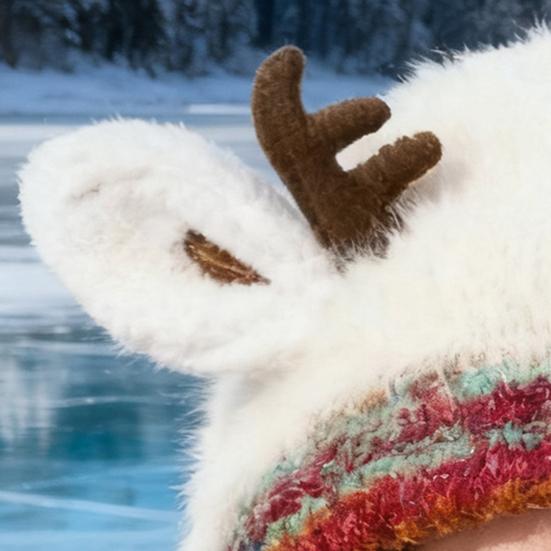Vánoční čepice s parohy a ochranou uší, dvoufunkční design, ručně pletená slavnostní zimní čepice, kabelka, sváteční dekorace