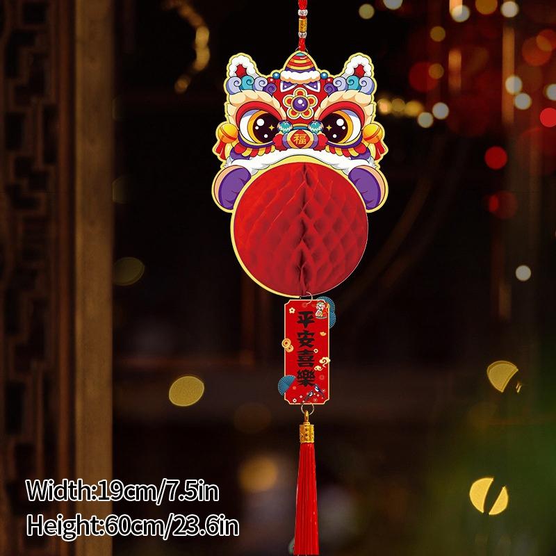 Chinese New Year Red Paper Lantern 2025 Paper Honeycomb LanternsChinese Spring Festival Ornament New Year Hanging Pendants