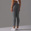 Brushed V-waist Pleated Solid Color Peach Hip Yoga Pants For Sports, Running, Fitness, Tight Fitting Cropped Pants