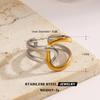 Simple Starfish Shell Pattern Ring Two Tone Stainless Steel Jewelry Accessories Unisex Geometric Line Open Rings Valentine Day