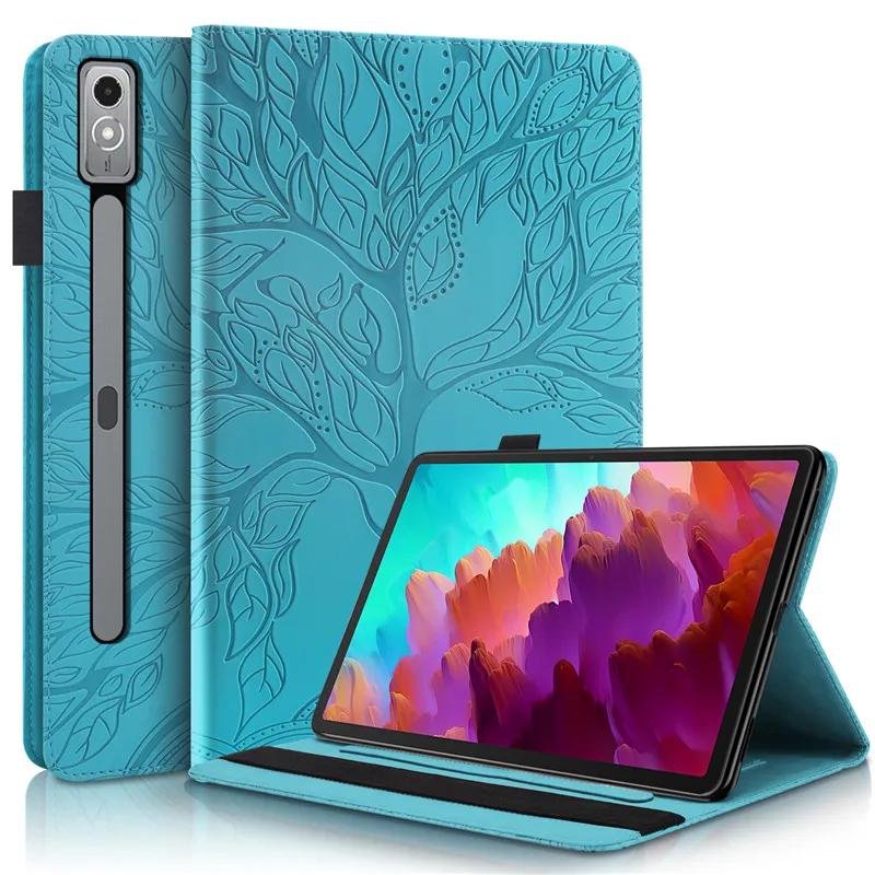 Tablethülle Funda für Lenovo Xiaoxin Pad Pro 12.7 Hülle mit Baumprägung, Ständer für Lenovo Tab P12 Pro 2. Generation P12 12 7 Hülle, Tablethülle 
