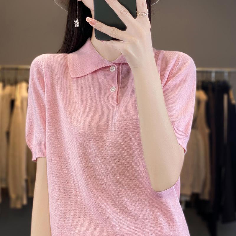 Women's Slim Fit Wool Polo Shirt