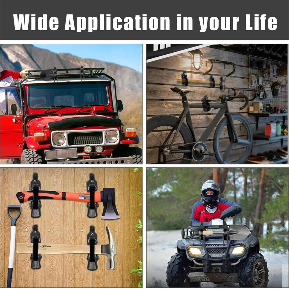4Pcs Shovel Mount For Roof Rack Metal Rubber Clamps Wall Mounting Brackets Quick Release Axe Holder Mount Kit Car Accessories