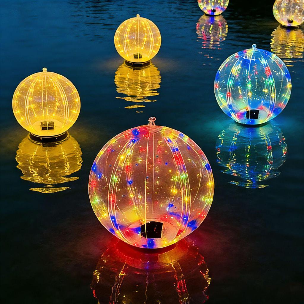 2026 Solar LED Waterproof Warm Color Pool Light - Outdoor Decorative PVC Inflatable Ball.