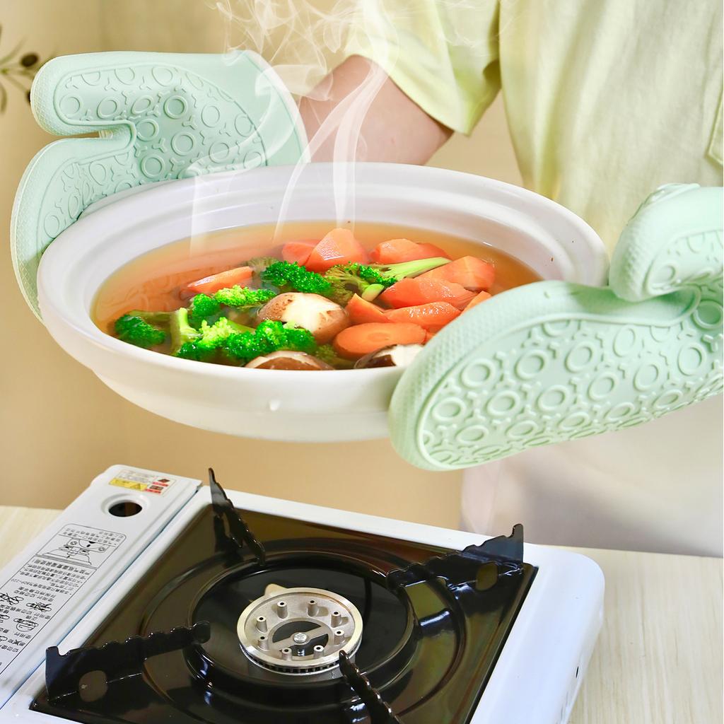 Five-finger Silicone Cotton Gloves Wrapped with Wide Silicone Insulation Gloves Baking Oven Microwave Gloves