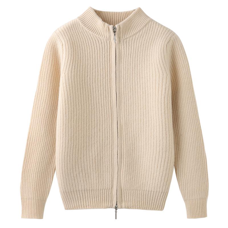 Kids' Unisex Wool Zip Cardigan: Half-Collar, Long-Sleeve Fashion Sweater