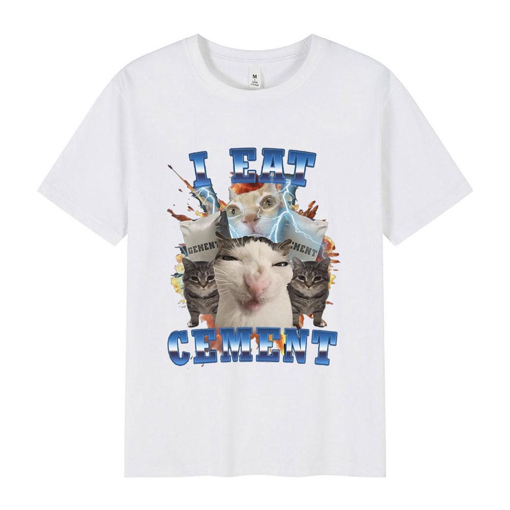 I Eat CeUnisext Funny Cat Meme Graphic Tshirt Unisexs Women Fashion Vintage Short Sleeve Tshirts Casual Cotton Oversized T Shirts