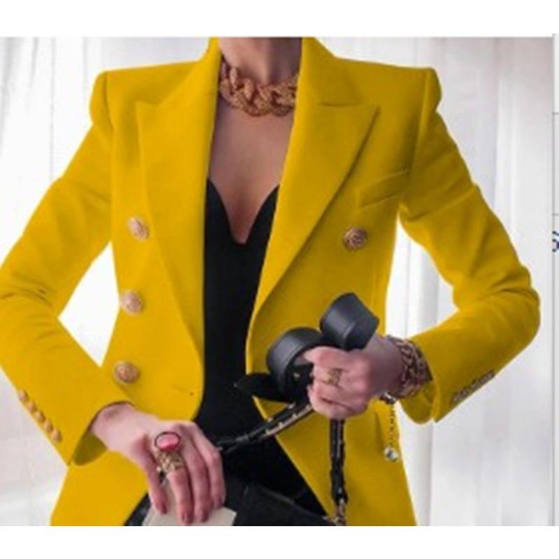 QICED Women's Autumn and Winter Solid Colour Fashion Casual Suit Short Jacket