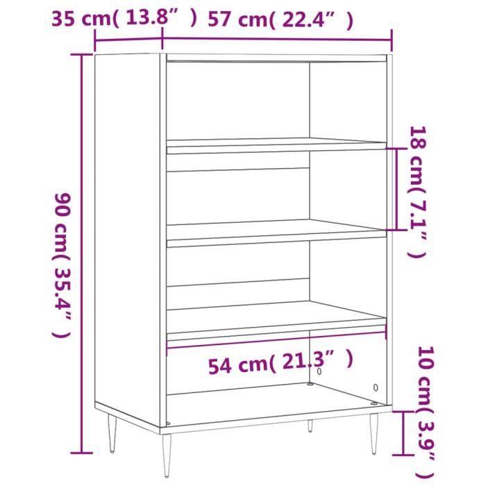 VidaXL Buffet haut blanc 57x35x90 cm bois d'ingénierie 827220