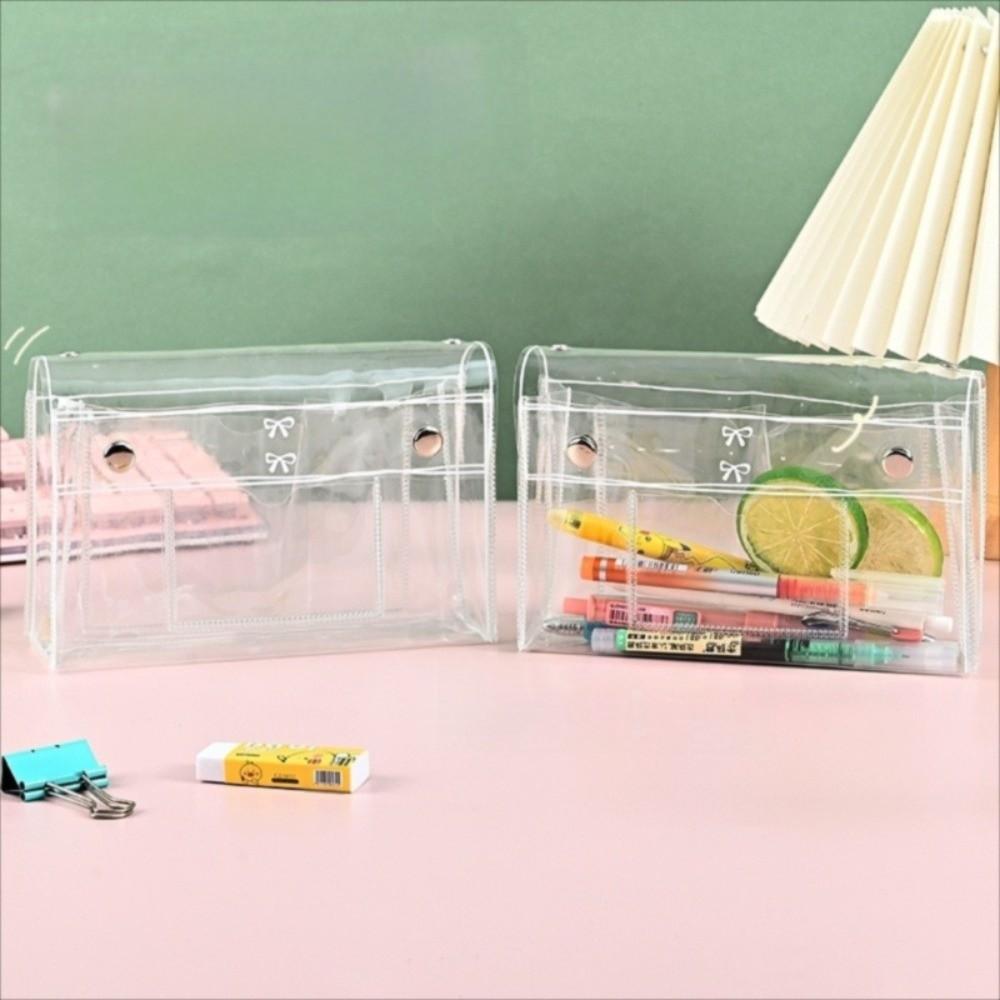 Large Capacity Transparent Pen Bag Clear Cosmetic Bag Portable Stationery Organizer  Students Use