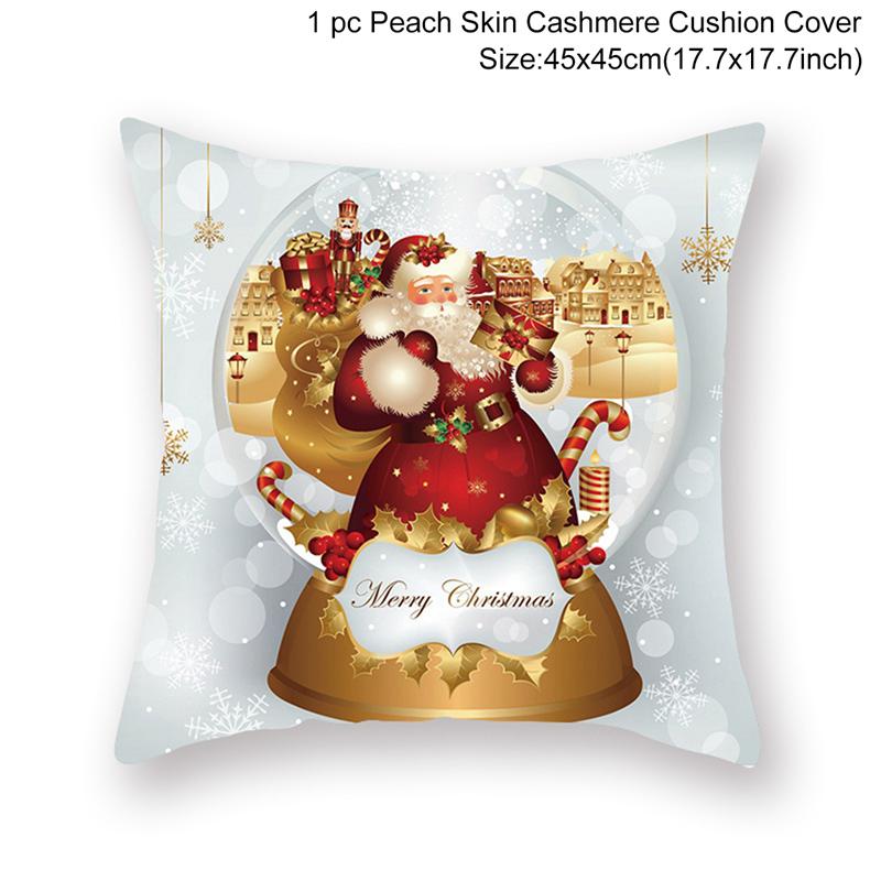45*45cm Red Merry Christmas Cushion Cover Pillowcase Christmas Decorations For Home 2026 Xmas Noel Ornament New Year Gift 2026