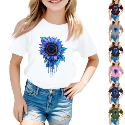 Child Casual Daily Round Neck Printed Short Sleeved T-shirt Letter Top