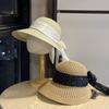 New Summer French Polka Dot Bow Fisherman Hat for Women, Sun Protection Sunshade Hat for Travel, Vacation, Hepburn Style Straw Hat