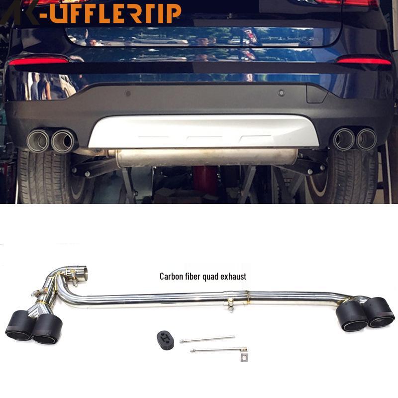 BMW X3/X4 Dual-Outlet Tailpipe Exhaust: Stainless Steel & Carbon Fiber Square Tip