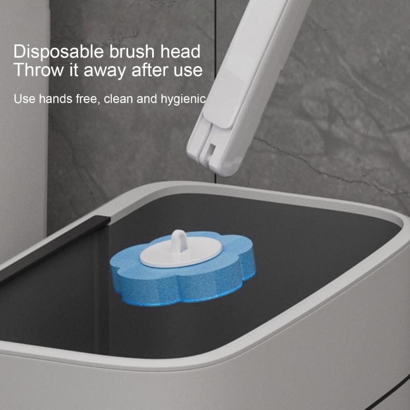 Disposable Toilet Brush Set Portable for Travel, Hotels, and Public Restrooms with Refill Sponge Heads