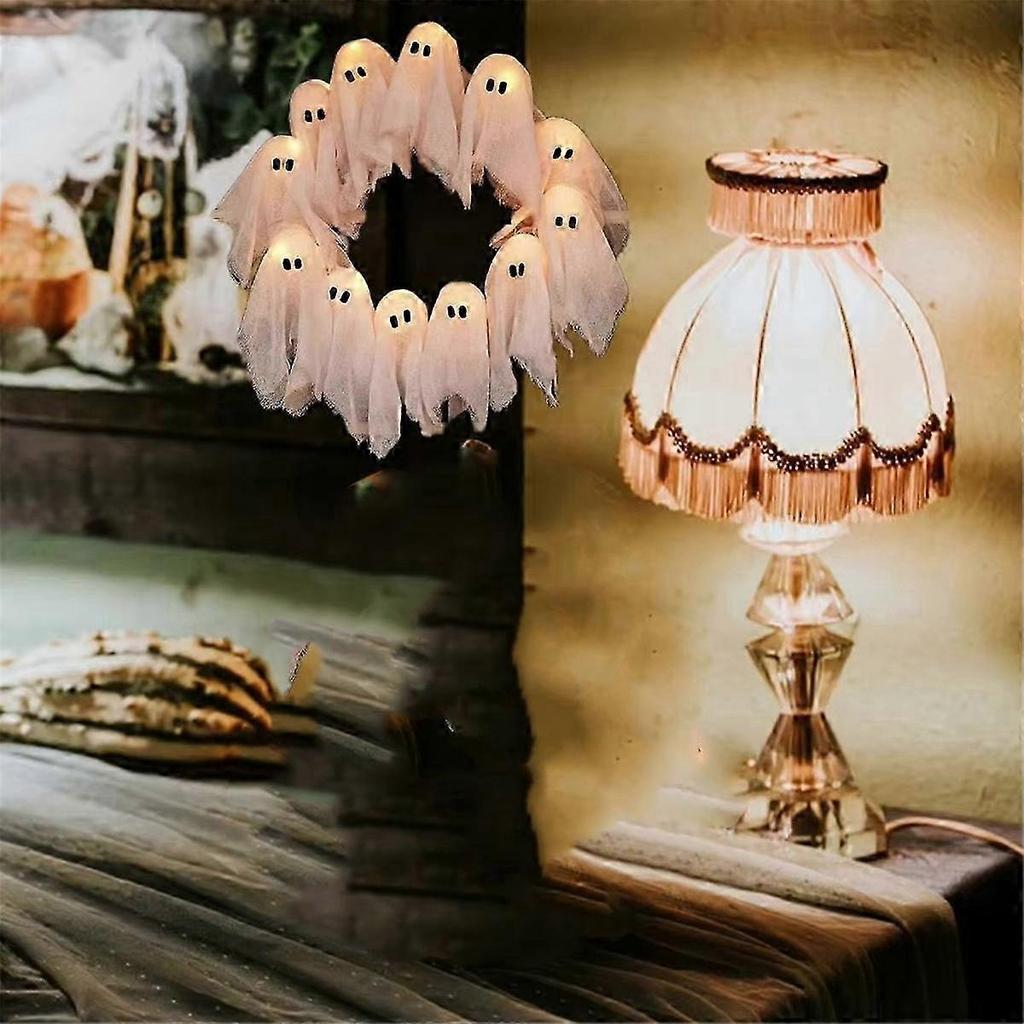 Optimised Halloween Decor Light-Up Ghost for Indoor & Outdoor Wall Decor, Spooky Front Door Hanging