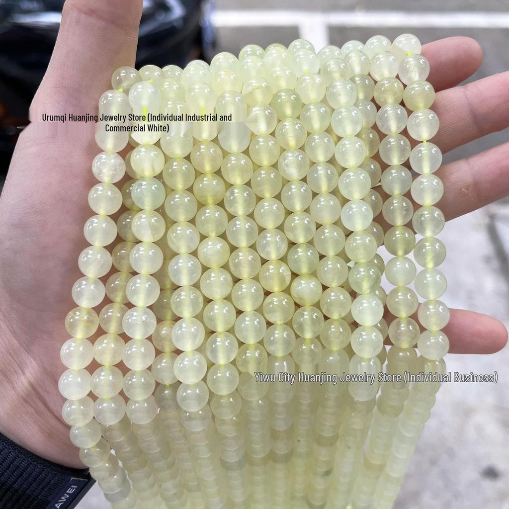 5A Grade Natural Xinshan Ice-Through Xiuyan Jade Round Beads for DIY Jewelry & Bracelets, Semi-Finished Accessories