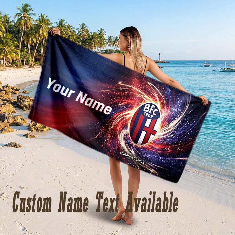 Bologna FC Design Beach Towel Custom Text Large Towel for Beach Vacation