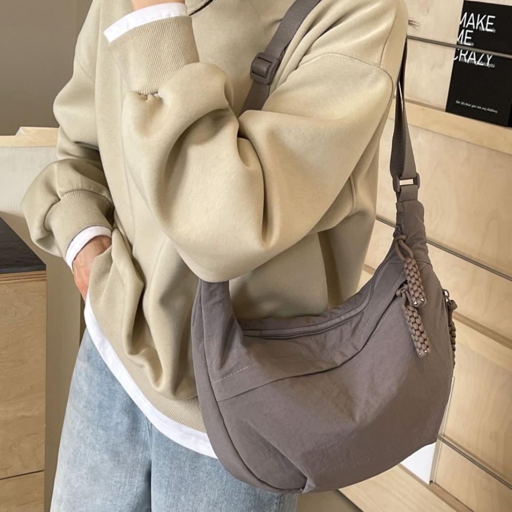 New Canvas Crossbody Bags Lightweight Solid Color Dumpling Bag Large Capacity Korean Simplified Shoulder Bag