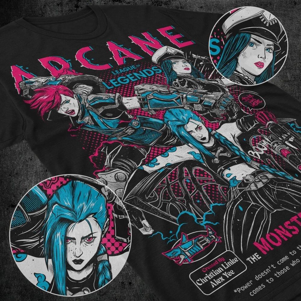 Jinx Arcane Tshirt Japanese Anime Cartoon Jinx Arcane Graphic Tshirt All Size S