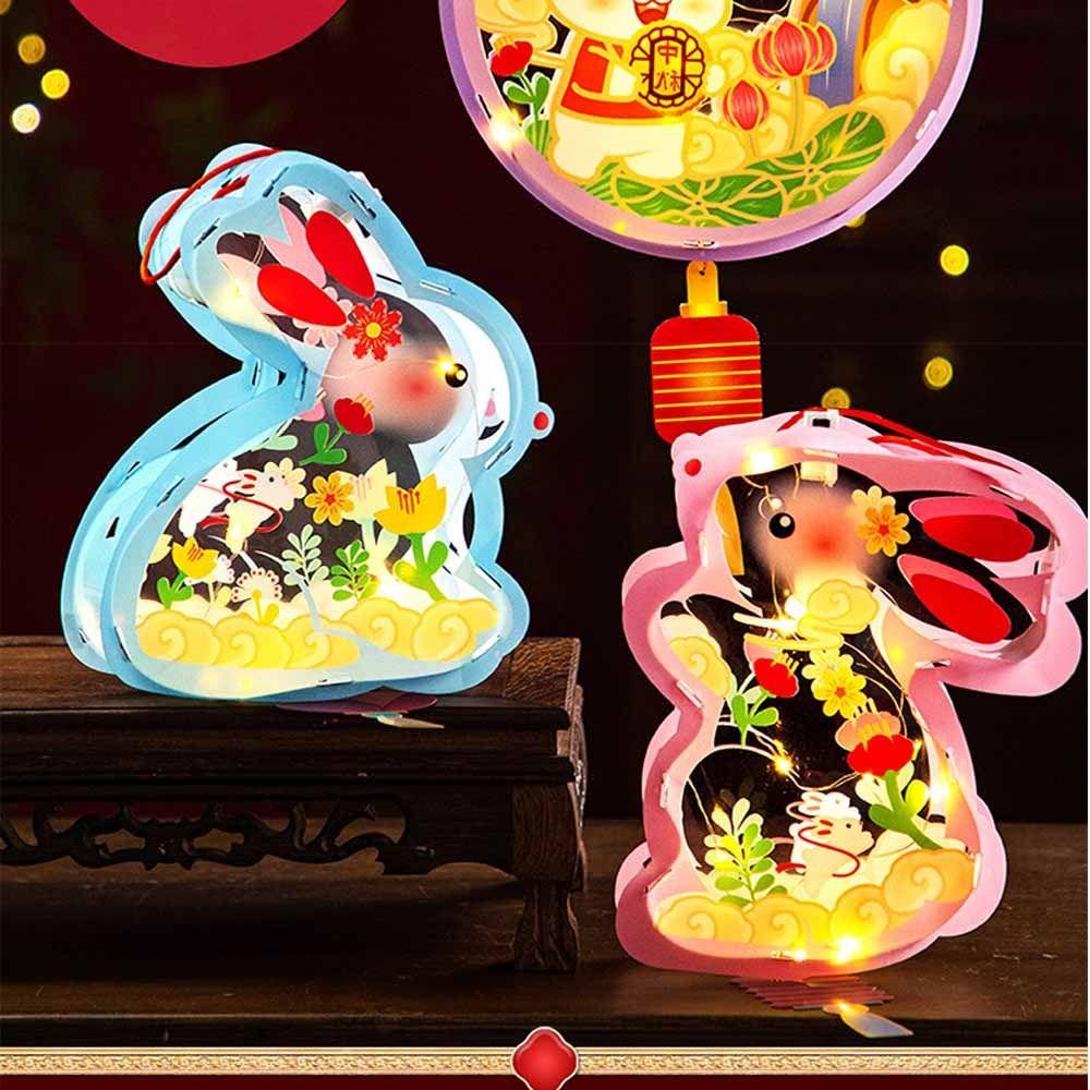 3D Middle Autumn Festival Lantern Rabbit Ancient Style Handheld Lantern  Children