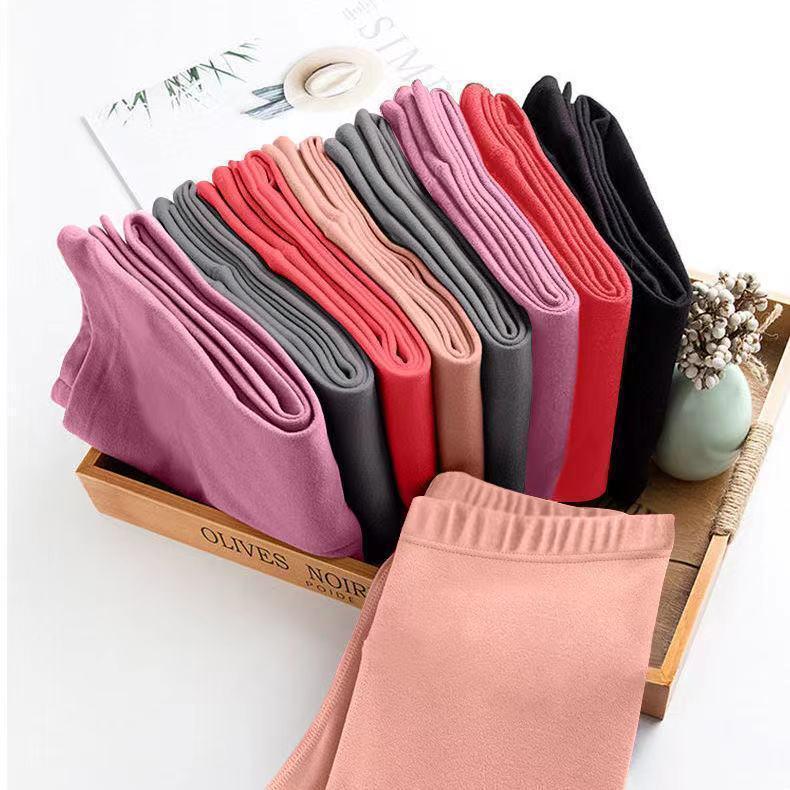 Damen Herbst- & Winter-Fleecehose: Vielseitige, dicke Baumwoll-Wolle Basis-Schicht, Koreanischer Stil, Studenten-Garn-Design, Für drinnen/draußen.