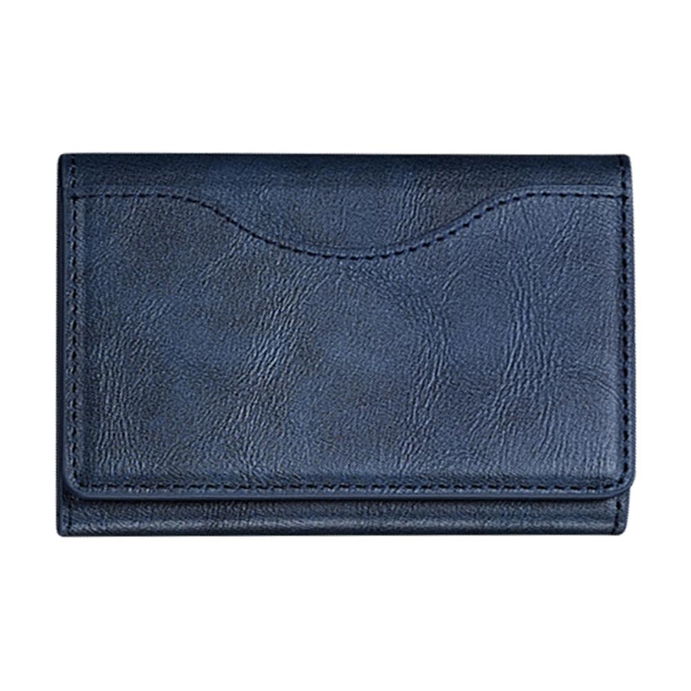 Magnetic Card Holder PU Leather Tri-Fold Phone Card Wallet with Kickstand Function C