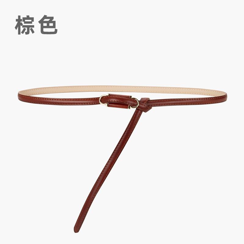 Four Seasons Available New Women'S Leather Thin Belt With No Hole Design Decorative Belt Waist Cover Dress Versatile Two Layer Leather Women'S Belt