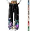 Pantaloni casual largi pentru femei cu imprimeu de Crăciun