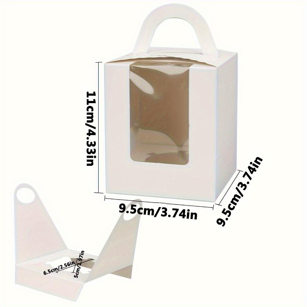 30 Stück Weiße Geschenkverpackung, Einzel-Cupcake-Boxen mit Klarsichtfenster und Griff, Papier-Gebäckbehälter für kleine Kuchen, Muffins