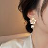 Silver Needle Zircon Pearl Oil Drop Flower Stud Earrings French Retro Court Style Earrings Light Luxury High-end Earrings