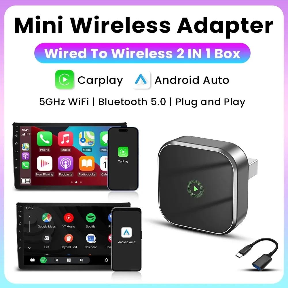 2-in-1 Wireless CarPlay Dongle Wired To Wireless Android Auto Adapter AI Smart Box Car Intelligent Systems For Car With CarPlay