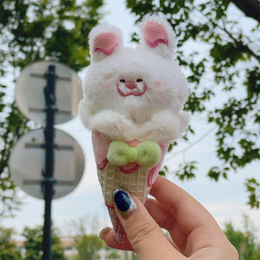Soft Plush Ice Cream Bunny Bag Charm Cute Animal Plushie For Kids And Gift IceCreamBunny