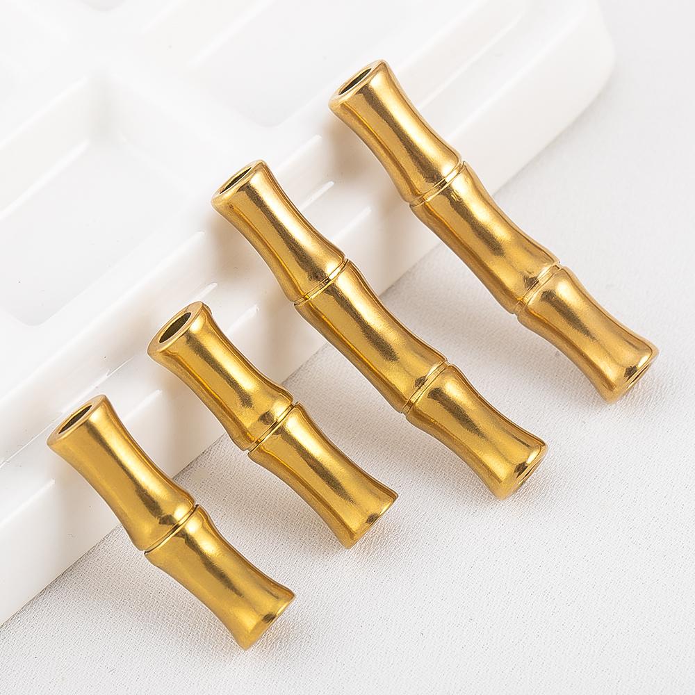 2pcs 5pcs Stainless Steel Connector Curved Slub Tube Jewelry Making Gold Color Straight Beads Bracelet Necklace Jewelry Finding