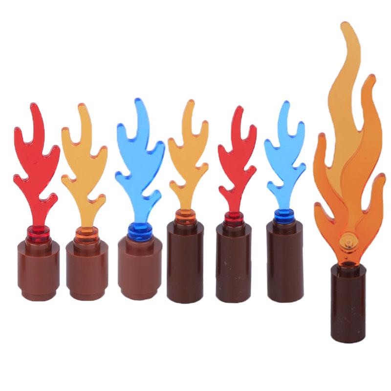 MOC Building Blocks Bonfire Flame Medieval Wine Bottle Accessories Set Candlestick Model Mini Brick Compatible Toy Gift DIY X019