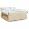 Maison Exclusive - Estrado de ripas de cama com colchão Creme 180x200 cm Tecido