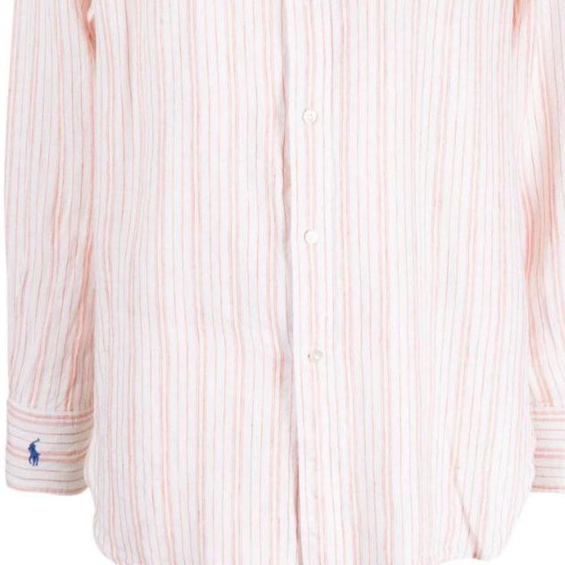 Polo Ralph Lauren Ss23 Striped Polo Collar Single-Breasted Long Sleeve Shirt Women Shirts Pink 211892393-002