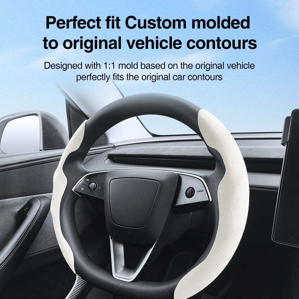 Heenvn Car Steering Wheel Cover For Tesla Model Y Juniper Model 3 Highland 2025 2026 Non-Slip Interior Protector Accessories