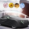 Premium Black 190T Car Cover with Reflective Strips, Dustproof Scratch Resistant Heavy Duty Protector for Sedan Hatchback SUV
