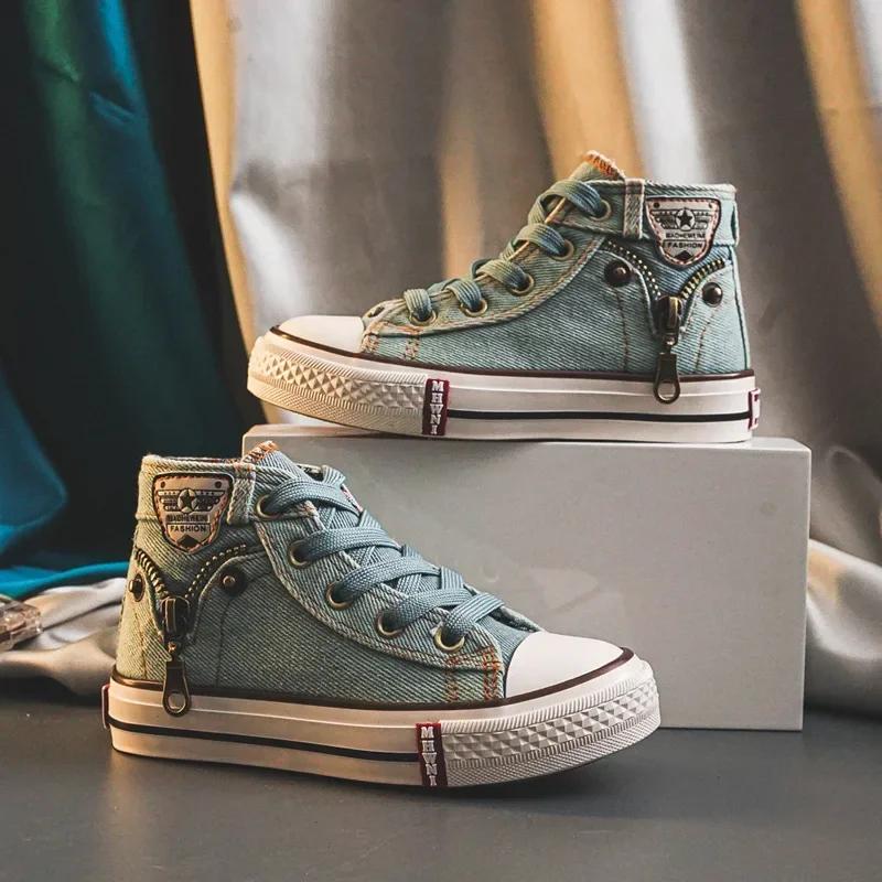 

Boy Shoes Spring 2025 New Trendy Children Denim Canvas Shoe Girl Board Shoes Kindergarten Indoor Sneaker for Boy Kid Zapatillas 20 insole 14cm світло-синій колір