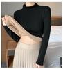 H331 Women's Slim Fit Knitted Half Turtleneck Sweater - Plus Velvet, Warm Long Sleeve Top for Autumn and Winter