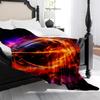 1pc Flame Basketball Print Blanket - Heavy-Duty Plush Flocked Bedspread with Black Purple Golden Grey Green Orange Yellow White