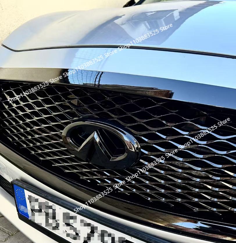 ABS Black Carbon Logo Emblem Badge Shell Front Emblem Badge Rear Trunk Badge Sticker for Infiniti Q50 Q50L Shell Accessories W2