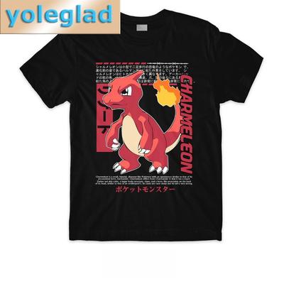 Anime Pokémon Charmeleon Tryckt Ren Bomulls T-shirt för Män och Kvinnor VårSommar Ny Kollektion Mode Kortärmad Skjorta