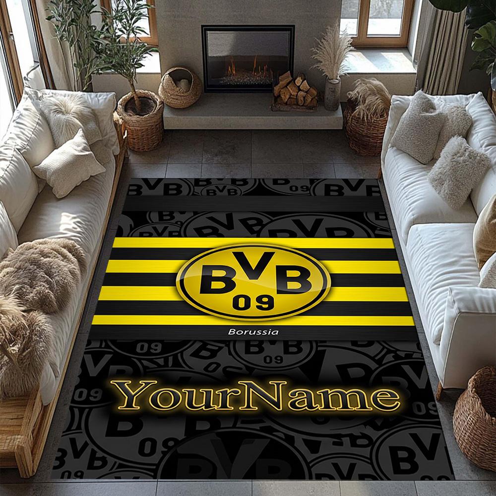 Borussia Dortmund Personalized Name Floor Rug Office Rug Perfect for Hallway Dining Room Dormitory Playrooms Antislip Carpet Decorate Offices