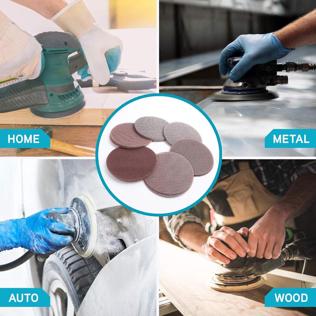 5-6 Inch Mesh Abrasive Sanding Discs Dust-Free 80-1000 Grit Dustless Net Sandpaper Anti-Clog Sheets for Wood Car Drywall