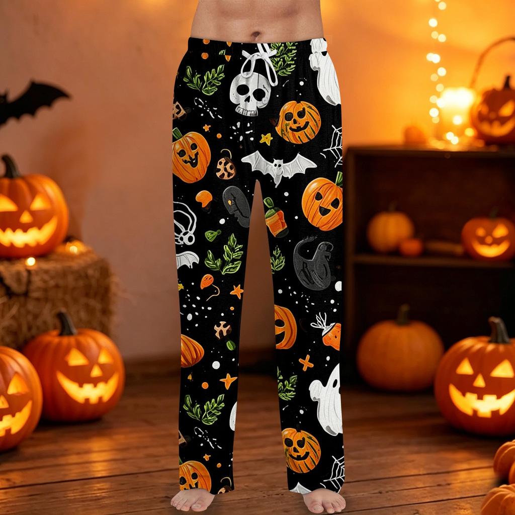 Men's Halloween Printed Drawstring Lounge Pants Casual Sleepwear Relaxed Fit Soft Fabric Comfortable Waistband